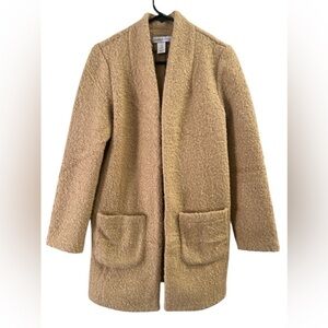 Carole Wren teddy brown trench coat jacket